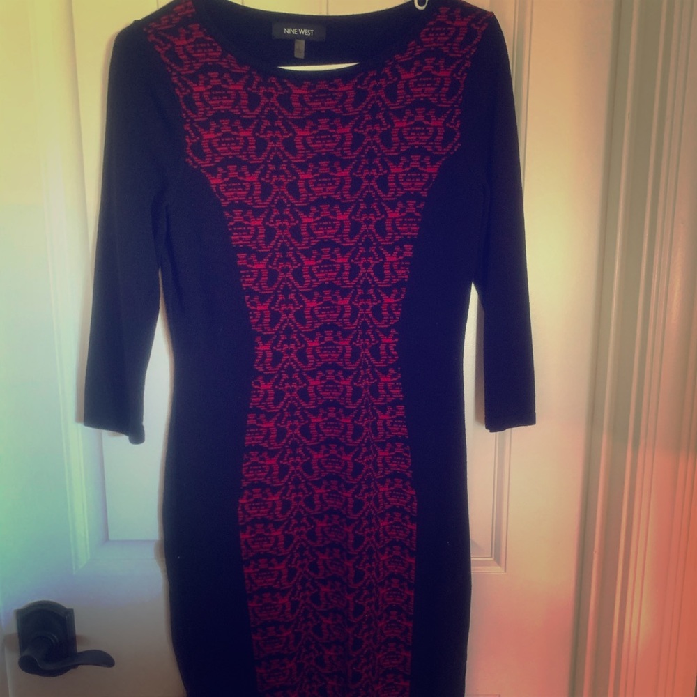 NINE WEST Red and Black Dress